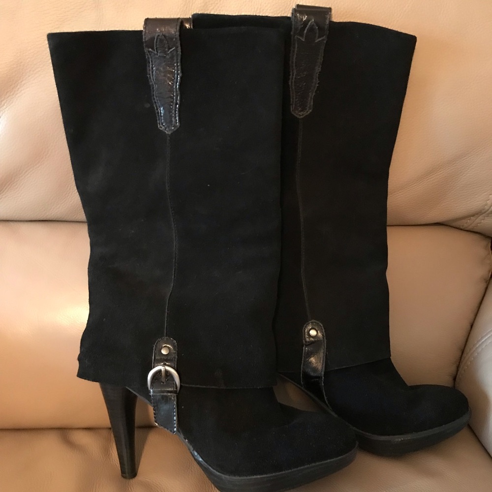 Black Suede Unique High Heel Tall boots 9.5M